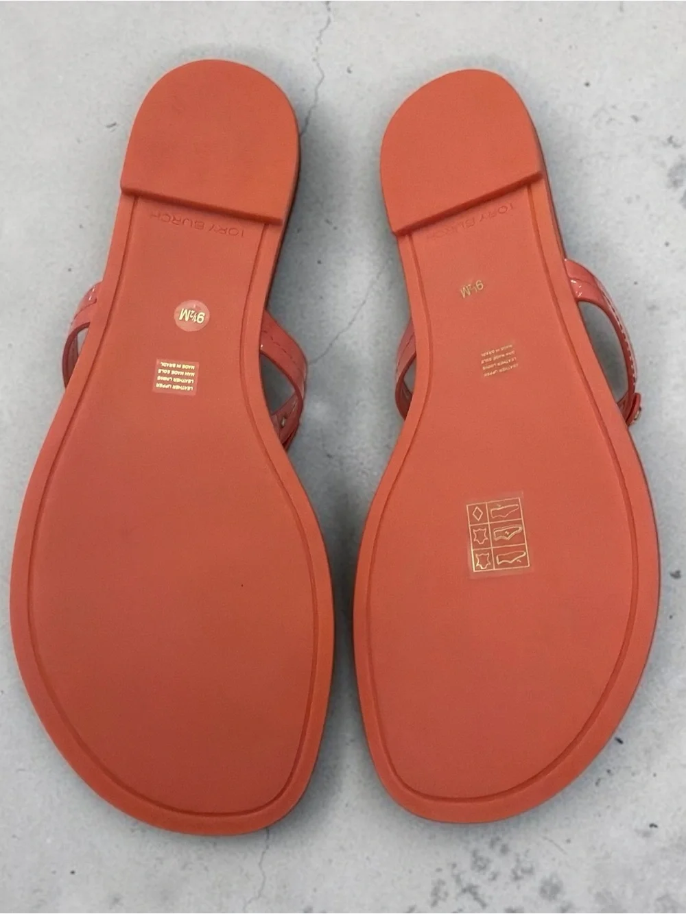 Tory Burch Coral Patent Logo Thong Sandals